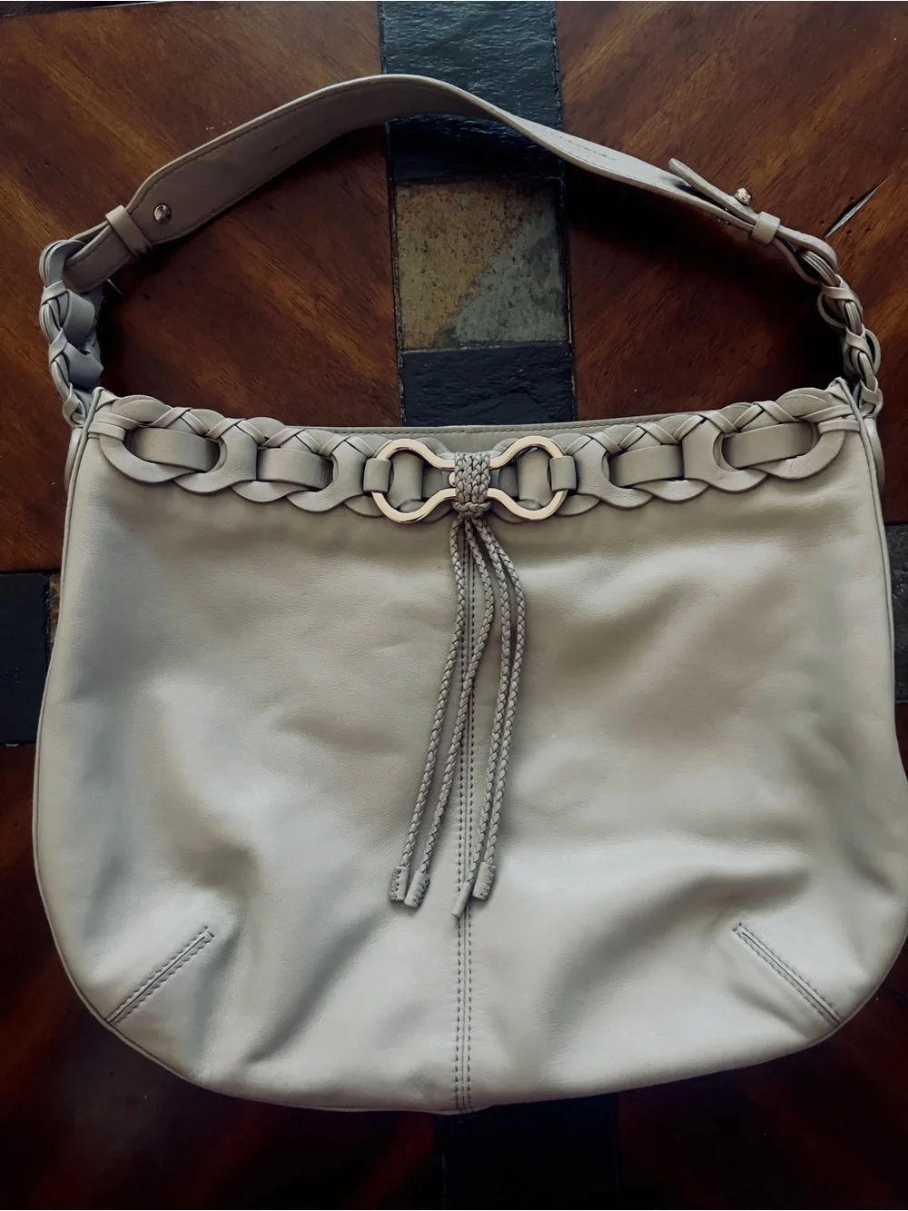 Cole Haan Gray Braided-Trim Hobo Bag - Women's Shoulder Bag